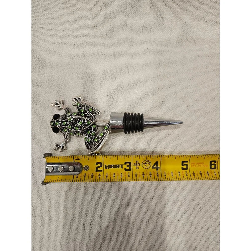 Frog Wine Stopper with Green Crystal Accents